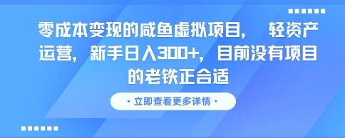 零成本变现的咸鱼虚拟项目， 轻资产运营，新手日入3张+，目前没有项目的老铁正合适-辉硕副业