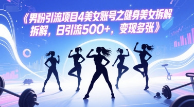 男粉引流项目4美女账号之健身美女拆解，日引流500+，变现多张-辉硕副业