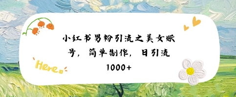 小红书男粉引流项目之美女账号6，简单制作，条条爆款原创，不违规-辉硕副业
