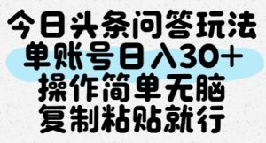 今日头条问答玩法,单账号日入30+,操作简单无脑复制粘贴就行-辉硕副业