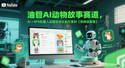 油管AI动物故事赛道，AI+RPA机器人流程自动化制作素材【保姆级教程】-辉硕副业