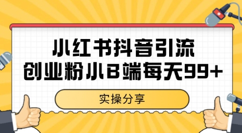 小红书抖音创业粉，小B端粉自热，日引99+的一个玩法【揭秘】-辉硕副业