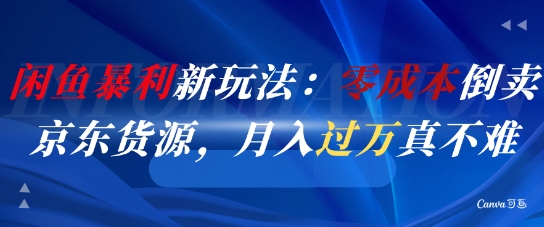 闲鱼暴利新玩法：零成本倒卖京东货源，月入过1W真不难-辉硕副业