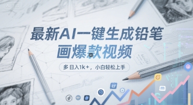 最新AI一键生成铅笔画爆款视频，多平台分发，日 入1k+，小白轻松上手【揭秘】-辉硕副业