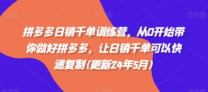 拼多多日销千单训练营，从0开始带你做好拼多多，让日销千单可以快速复制(更新25年6月)-辉硕副业