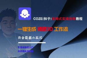 COZE(扣子)保姆式实操拆解教程,一键生成裸眼3D工作流,内合隐藏小技巧-辉硕副业