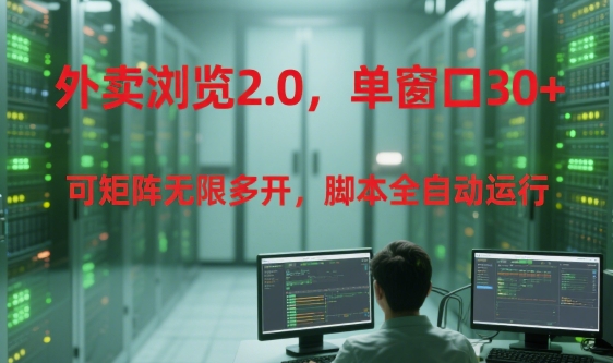 外卖浏览2.0，单窗口30+可矩阵无限多开，脚本全自动运行【揭秘】-辉硕副业