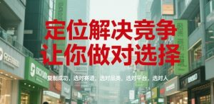 定位解决竞争,让你做对选择,复制成功,选对赛道,选对品类,选对平台,选对人-辉硕副业