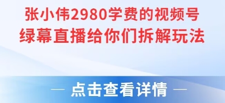 张小伟2980付费额视频号绿幕直播给你们拆解玩法-辉硕副业