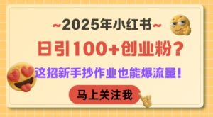 2025年小红书日引100+创业粉?这招新手抄作业也能爆流量!-辉硕副业