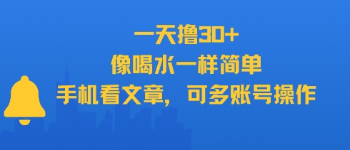 一天撸30+，像喝水一样简单，手机看文章，可多账号操作-辉硕副业