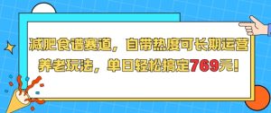 减肥食谱赛道，自带热度可长期运营，养老玩法，单日轻松搞定769-辉硕副业