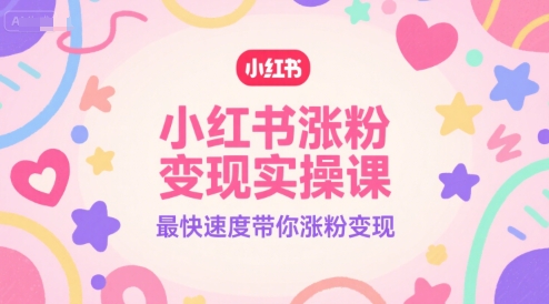 小红书涨粉变现实操课，最快速度带你涨粉变现-辉硕副业