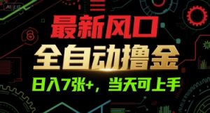 最新风口，全自动撸金，日入7张+，当天可上手【揭秘】-辉硕副业