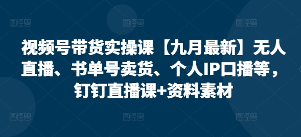 视频号带货实操课【25年7月最新】无人直播、书单号卖货、个人IP口播等，钉钉直播课+资料素材-辉硕副业