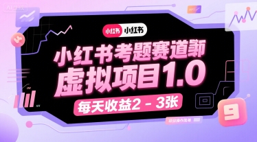 小红书考题赛道虚拟项目1.0，项目操作简单，每天收益2-3张-辉硕副业