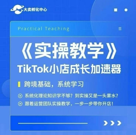 大卖家孵化中心TikTok实操课，TikTok小店成长加速器，跨境基础系统学习，一步一步带你开店-辉硕副业