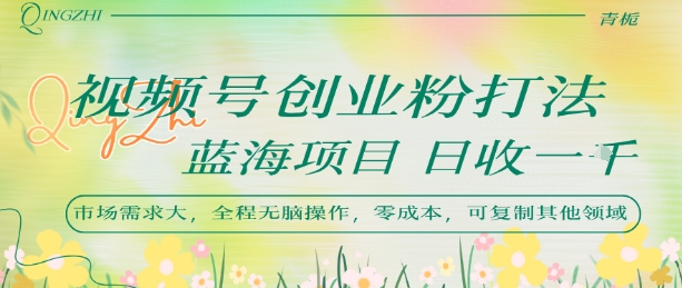 视频号创业粉打法，日入1k，蓝海项目，市场需求大，全程无脑操作，可复制-辉硕副业