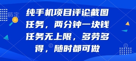 纯手机项目评论截图任务，两分钟一块钱 任务无上限多劳多得，随时随地都能做【揭秘】-辉硕副业
