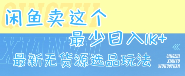 闲鱼卖这个，最少日入1k，最新无货源选品玩法-辉硕副业