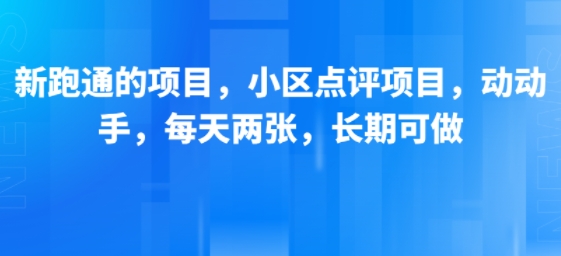 新跑通的项目，小区点评项目，动动手，每天两张，长期可做-辉硕副业