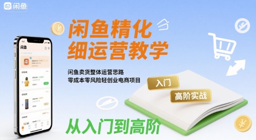 闲鱼精细化运营入门+高阶实战教学，闲鱼卖货整体运营思路，零成本零风险轻创业电商项目-辉硕副业