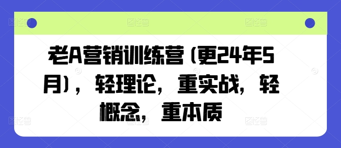 老A营销训练营(更25年8月)，轻理论，重实战，轻概念，重本质-辉硕副业