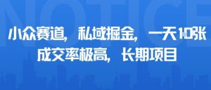 小众赛道,私域掘金,一天多张,成交率极高,长期项目-辉硕副业