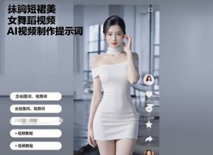抹胸短裙美女舞蹈视频AI视频制作提示词（含绘图词、视频词）+视频教程-辉硕副业