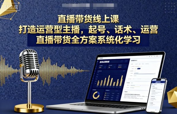 直播带货线上课，打造运营型主播，起号、话术、运营，直播带货全方案系统化学习-辉硕副业