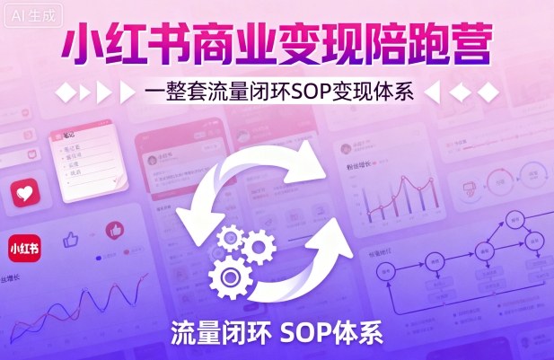 小红书商业变现陪跑营，轻IP矩阵 私域获客 聚光投流，一整套流量闭环SOP变现体系-辉硕副业
