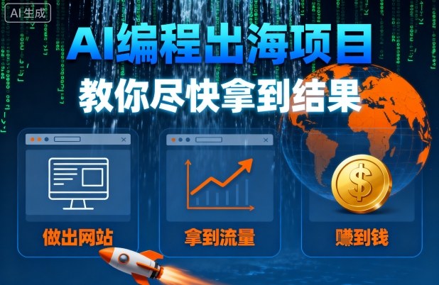 AI编程出海项目，教你尽快拿到结果-做出网站、拿到流量、賺到钱-辉硕副业