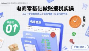 电商零基础做账报税实操快速上手,从0-1学会套账建立,做账准备,企业税务申报-辉硕副业