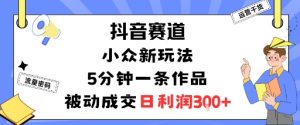 抖音赛道：小众新玩法，5分钟一条作品，被动成交，日利润3张-辉硕副业