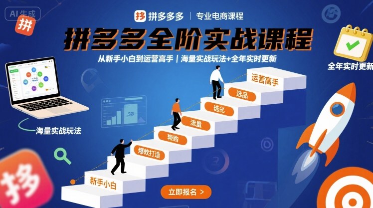 拼多多全阶实战课程，从新手小白到运营高手，海量实战玩法+全年实时更新【2025年9月更新】-辉硕副业