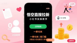 悟空直搜拉新小红书实操教学，一单10米，低门槛，0粉丝小白也能日入多张-辉硕副业