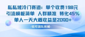 私域冷门赛道单个收费198米引流模板简单人群精准 45%的转化率单人一天大概收益多张-辉硕副业