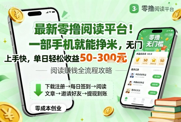 最新零撸阅读平台！一部手机就能挣米，无门槛上手快，单日轻松收益50-3张【揭秘】-辉硕副业