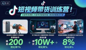 短视频带货训练营,抖音带货课程+抖音带货数据挖掘+精准获客解决方案-辉硕副业