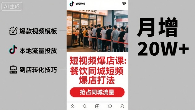 短视频爆店课，餐饮同城短视频爆店打法-辉硕副业