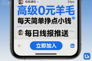 高级0元羊毛线报社群项目,每天简单挣点小钱-辉硕副业