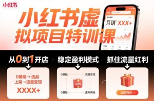 小红书虚拟项目特训课,帮你从0到1打造稳定盈利的店铺,抓住流量红利(更新9月)-辉硕副业