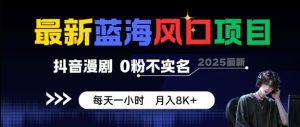 最新蓝海风口项目,抖音漫剧,0粉不实名每天一小时,月入8K+【揭秘】-辉硕副业