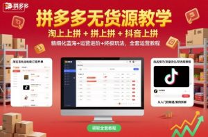 拼多多无货源教学,淘上拼+拼上拼+抖上拼,精细化蓝海+运营进阶+终极玩法,全套运营教程-辉硕副业