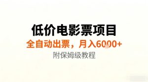 低价电影票项目,全自动出票,月入6k+,附保姆级教程【揭秘】-辉硕副业