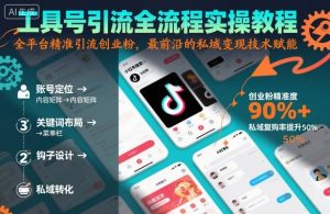 工具号引流全流程保姆级实操教程,全平台精准引流创业粉,最前沿的私域变现技术赋能-辉硕副业