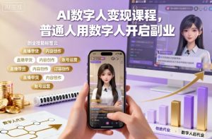 AI数字人变现课程,普通人用数字人开启副业-辉硕副业