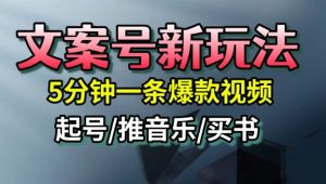 文案号新玩法,5分钟一条爆款视频,流量高,起号快,多方位变现-辉硕副业