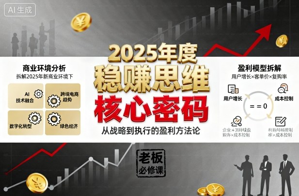 2025年度稳賺思维老板创业营，拆解2025年新商业环境下，企业实现持续盈利的核心密码-辉硕副业