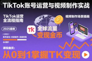 2025最新TikTok账号运营与视频制作实战全流程,从0到1掌握TK变现(含11月最新TK搬运技术)-辉硕副业
